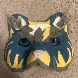 Hand-Painted Blue & Yellow Wolverine Therian Mask